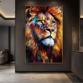Abstract Animal Canvas Handmade Oil Painting Colorful Lion Painting Modern Stylish Animals Wall Art Home Living Room Decor