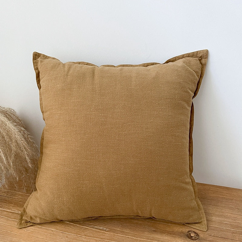 Simple Solid-Colored Linen Sofa Cushion Cover For The Living Room